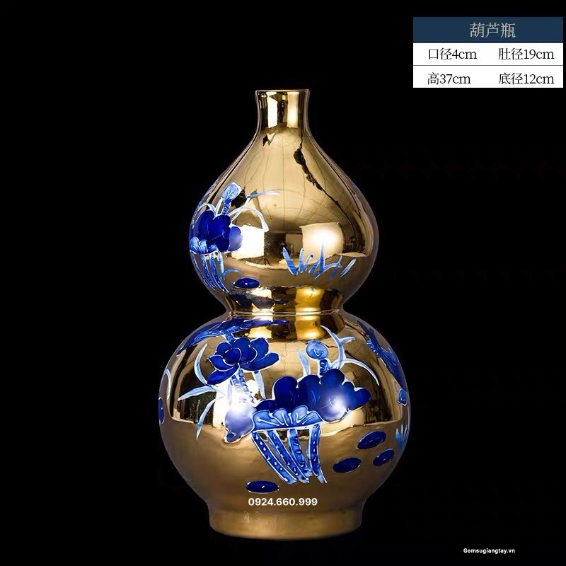 Hồ lô men lam viền vàng