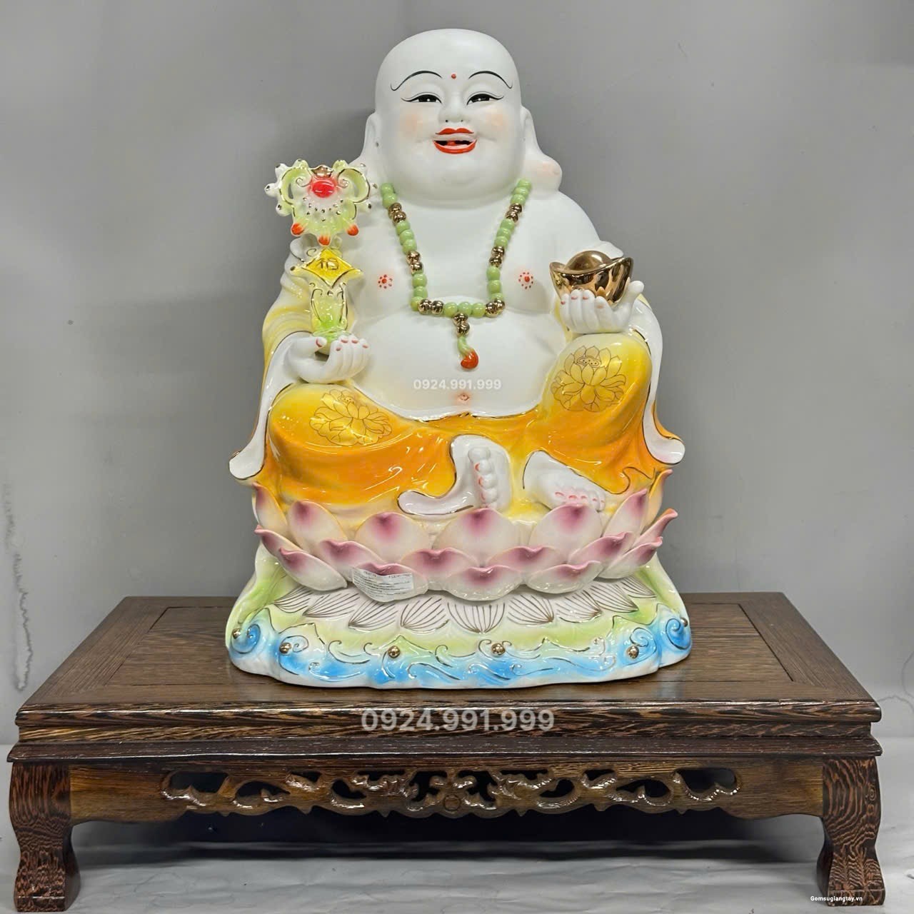 Tượng di lặc ngồi sen cao 40 x 30