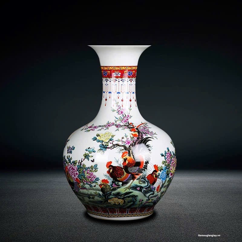 Bình củ tỏi vẽ bình an đồ