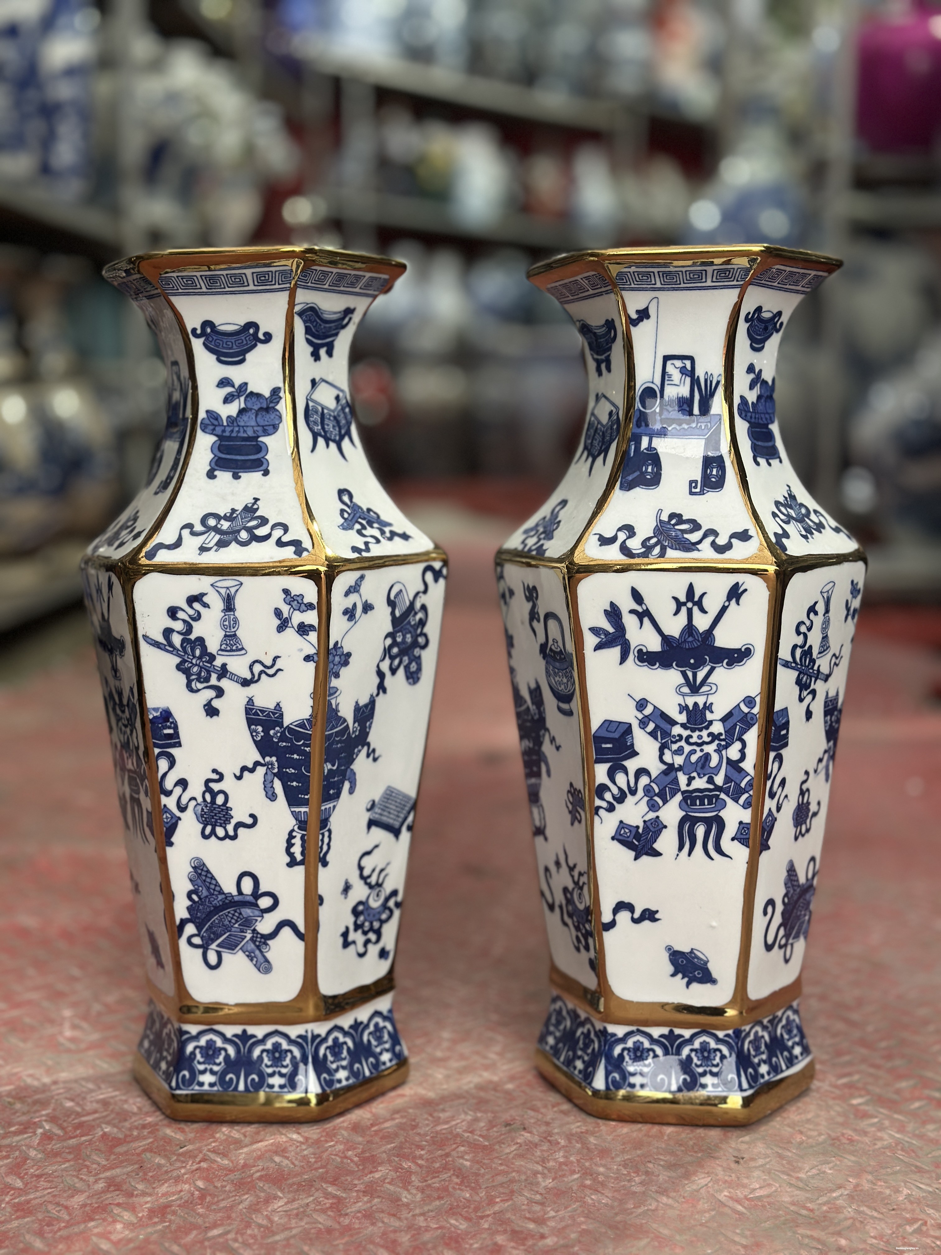 Đôi lục zác vẽ tay mạ vàng cao 41