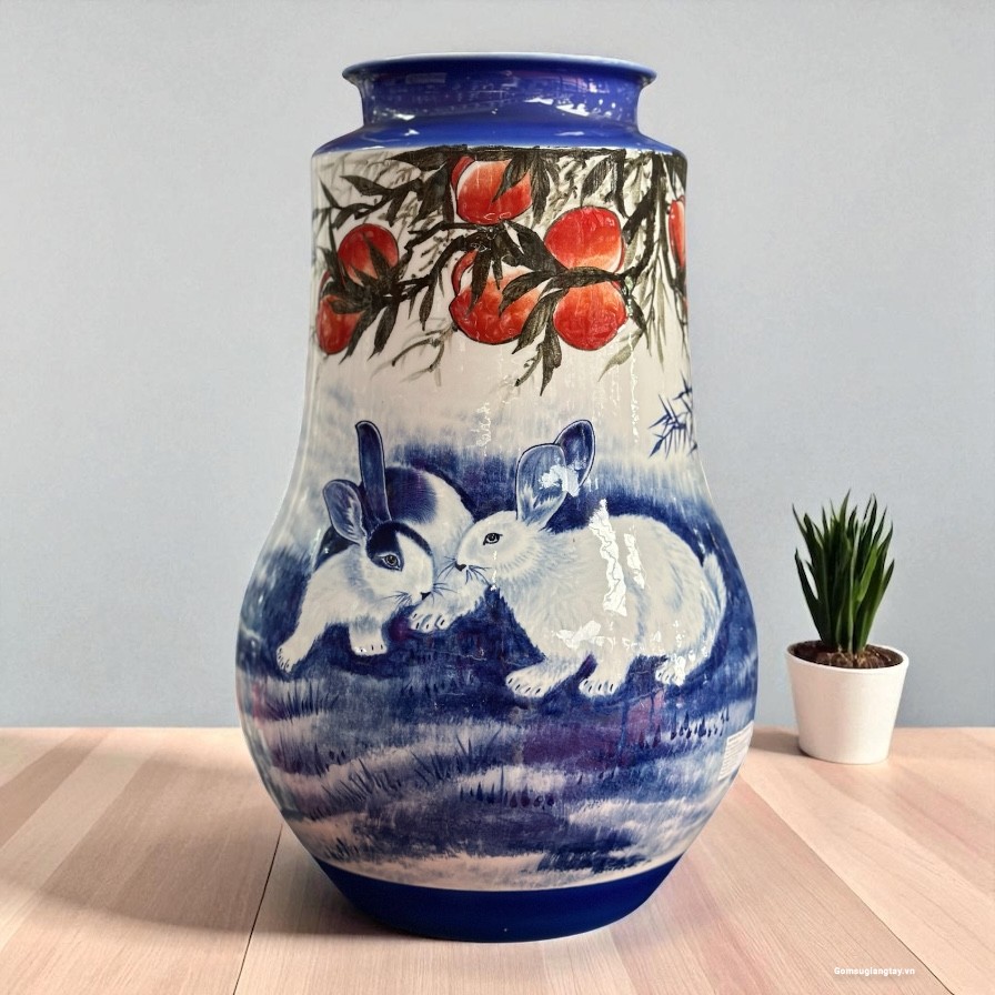 Bình cao cấp vẽ thỏ