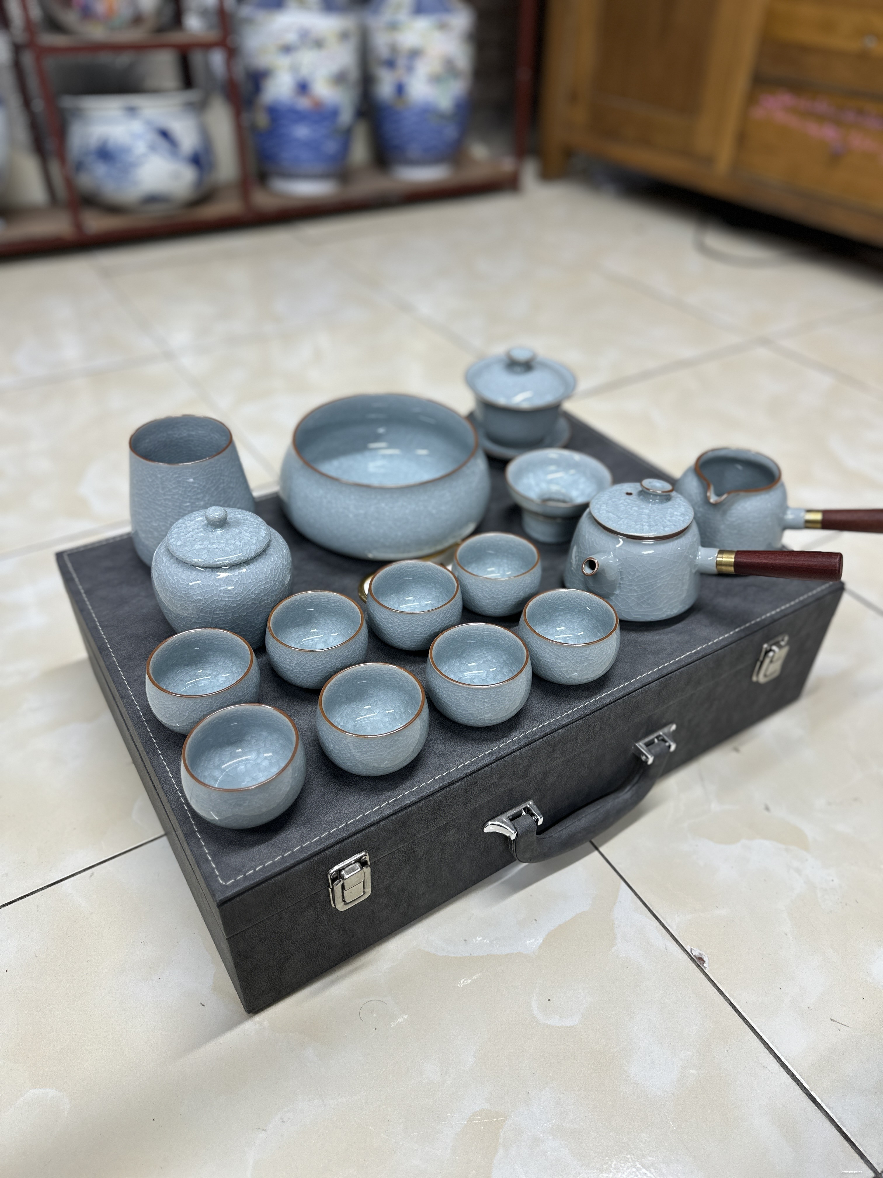 Bộ ấm chén men rạn